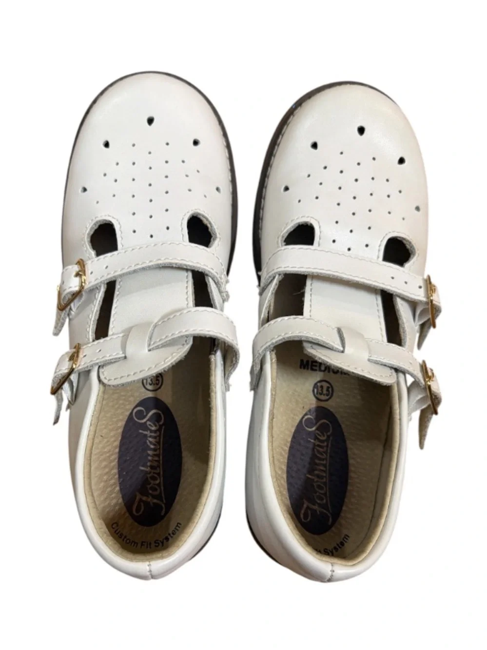 EEUC FootMates Classic White double strap Mary Jane Shoes 13.5 like new